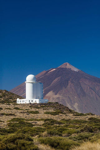 Canary Islands-Tenerife Island-El Teide Mountain-Observatorio del Teide-astronomical observatory Black Ornate Wood Framed Art Print with Double Matting by Bibikow, Walter