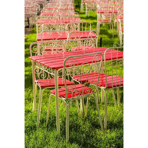 Southern Sweden-Ystad-cafe tables White Modern Wood Framed Art Print by Bibikow, Walter