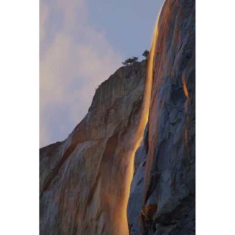 CA, Yosemite Light reflects off Horsetail Falls Black Modern Wood Framed Art Print with Double Matting by Anon, Josh