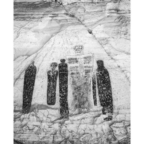 UT, Canyonlands NP, Horseshoe Canyon Pictographs White Modern Wood Framed Art Print by Flaherty, Dennis