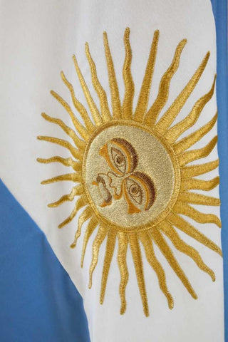 Argentina, Mendoza Sunburst on Argentinas flag White Modern Wood Framed Art Print with Double Matting by Kaveney, Wendy