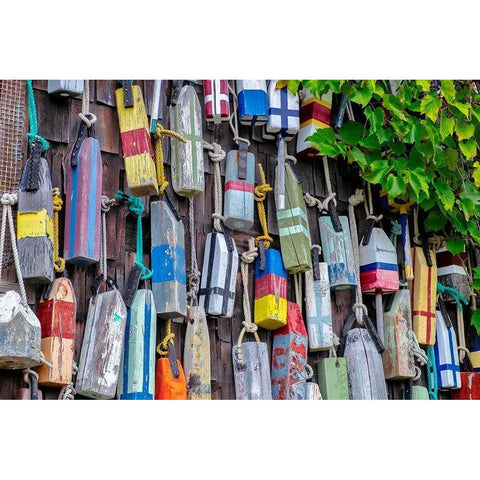 Wooden buoys Black Modern Wood Framed Art Print by Engelbrecht, Lisa S.