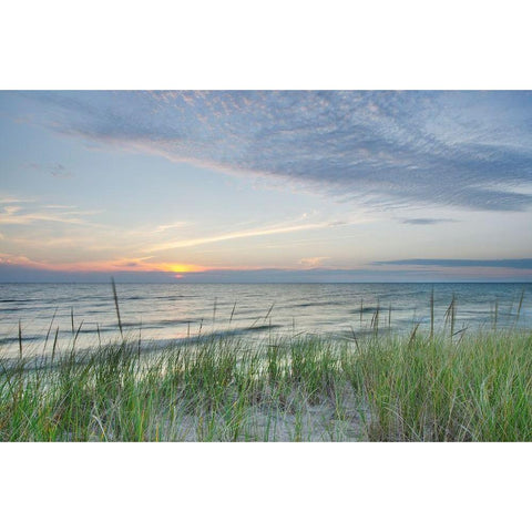 Ludington State Park-Michigan Sunset on the eastern shore of Lake-Michigan Black Modern Wood Framed Art Print by Majchrowicz, Alan