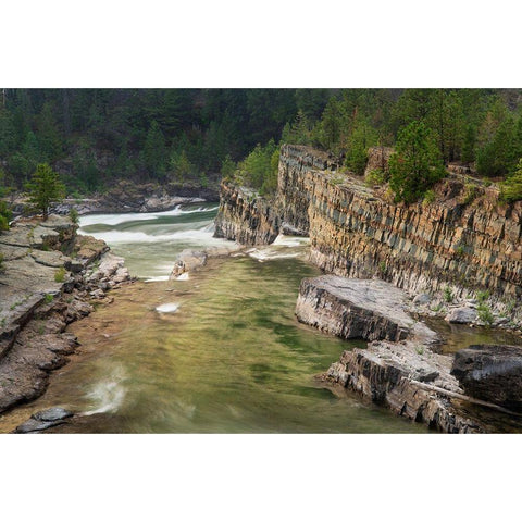 Kootenai Falls-Montana-a series of cascades on the Kootenai River Black Modern Wood Framed Art Print by Majchrowicz, Alan