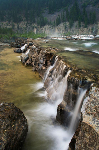 Kootenai Falls-Montana-a series of cascades on the Kootenai River White Modern Wood Framed Art Print with Double Matting by Majchrowicz, Alan