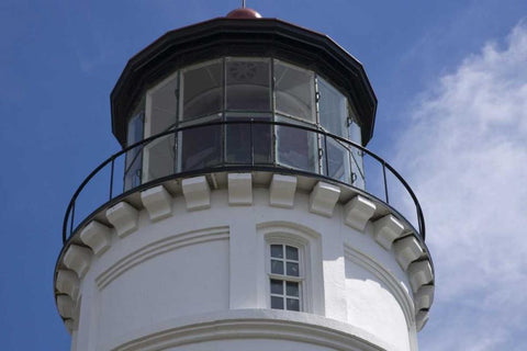 OR, Winchester Bay Umpqua River Lighthouse White Modern Wood Framed Art Print with Double Matting by Kaveney, Wendy