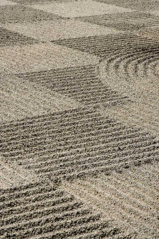 USA, Oregon, Portland Zen patterns in sand White Modern Wood Framed Art Print with Double Matting by Kaveney, Wendy