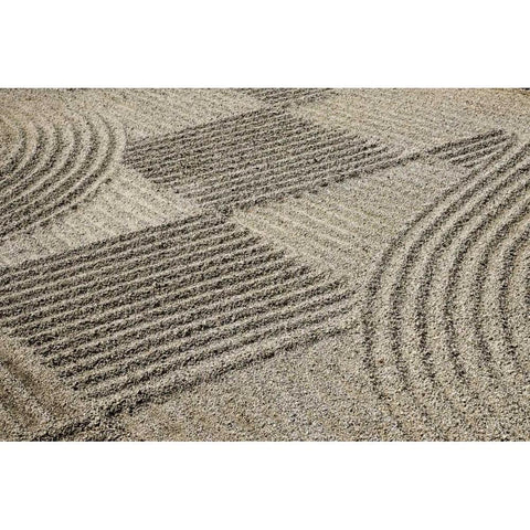 Oregon, Portland Zen patterns in sand White Modern Wood Framed Art Print by Kaveney, Wendy