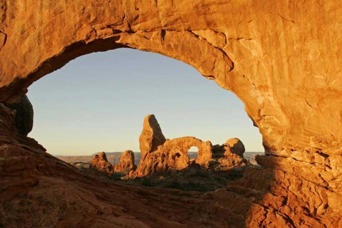 UT, Arches NP Turret arch through North Window White Modern Wood Framed Art Print with Double Matting by Illg, Cathy and Gordon