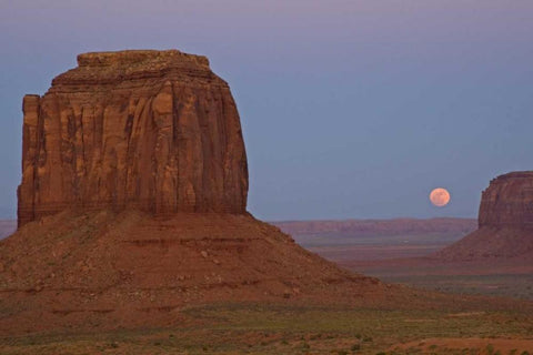 UT, Full moon rising over Monument Valley White Modern Wood Framed Art Print with Double Matting by Illg, Cathy and Gordon