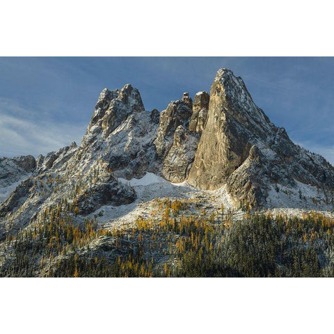 Liberty Bell Mountain and Early Winters Spires seen from Washington State Pass Overlook White Modern Wood Framed Art Print by Majchrowicz, Alan