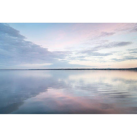 Clouds reflected in calm waters of Bellingham Bay-Washington State White Modern Wood Framed Art Print by Majchrowicz, Alan