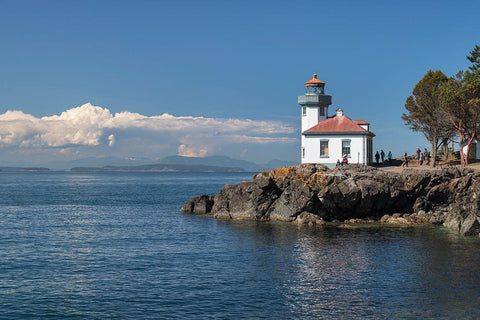 Lime Kiln Lighthouse-Lime Kiln Point State Park-San Juan Island-Washington State White Modern Wood Framed Art Print with Double Matting by Majchrowicz, Alan
