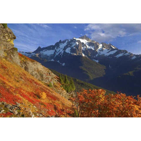 WA, Mount Baker Wilderness View of Mount Shuksan Gold Ornate Wood Framed Art Print with Double Matting by Paulson, Don