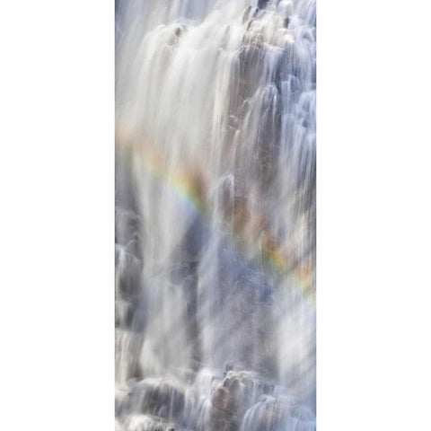 WA, North Cascades NP Rainbow on waterfall White Modern Wood Framed Art Print by Paulson, Don