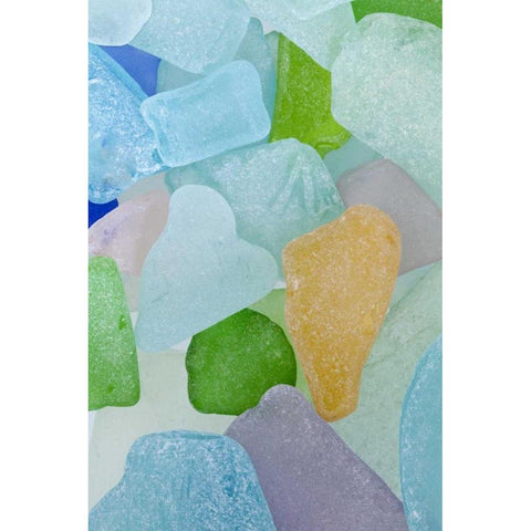 USA, Washington Close-up of colorful beach glass White Modern Wood Framed Art Print by Paulson, Don