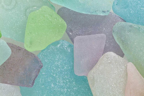 USA, Washington Close-up of colorful beach glass White Modern Wood Framed Art Print with Double Matting by Paulson, Don