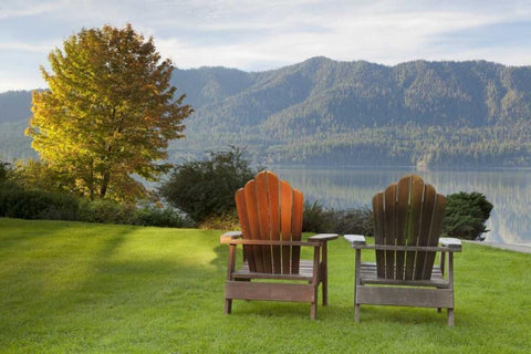 WA, Quinault Landscape view from Quinault Lodge Black Ornate Wood Framed Art Print with Double Matting by Paulson, Don