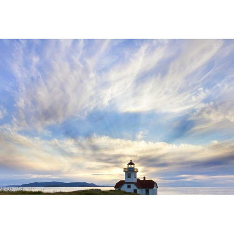 Washington Sunset on Patos Island Lighthouse Black Modern Wood Framed Art Print with Double Matting by Paulson, Don