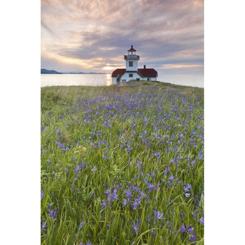Washington Sunset on Patos Island Lighthouse Gold Ornate Wood Framed Art Print with Double Matting by Paulson, Don