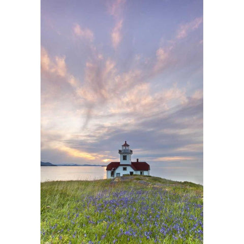 Washington Sunset on Patos Island Lighthouse Black Modern Wood Framed Art Print with Double Matting by Paulson, Don