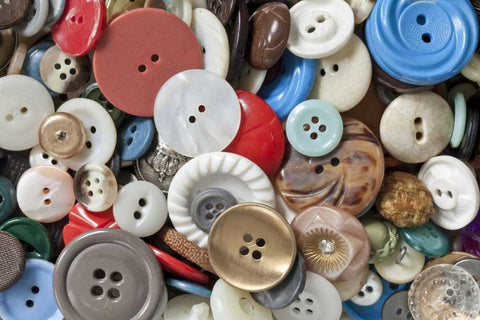 WA, Seabeck Assortment of buttons for mending White Modern Wood Framed Art Print with Double Matting by Paulson, Don