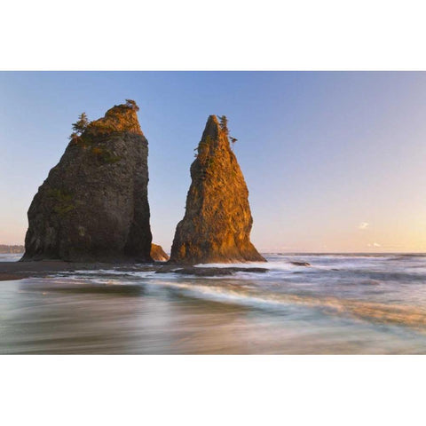 WA, Olympic NP Sunset on Rialto Beach White Modern Wood Framed Art Print by Paulson, Don