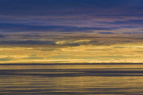 Washington Sunrise on Strait of Juan de Fuca White Modern Wood Framed Art Print with Double Matting by Paulson, Don