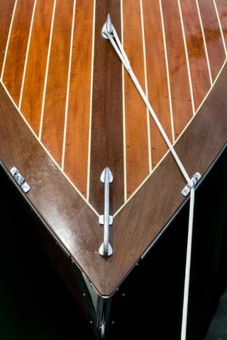 WA, Boat bow at a Wooden Boat Festival White Modern Wood Framed Art Print with Double Matting by Paulson, Don