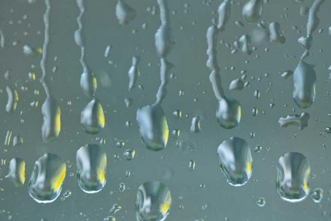 Washington State, Seabeck Raindrops on a window White Modern Wood Framed Art Print with Double Matting by Paulson, Don