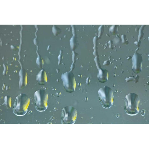 Washington State, Seabeck Raindrops on a window White Modern Wood Framed Art Print by Paulson, Don