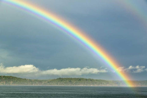 Washington, Seabeck Rainbow over Hood Canal White Modern Wood Framed Art Print with Double Matting by Paulson, Don