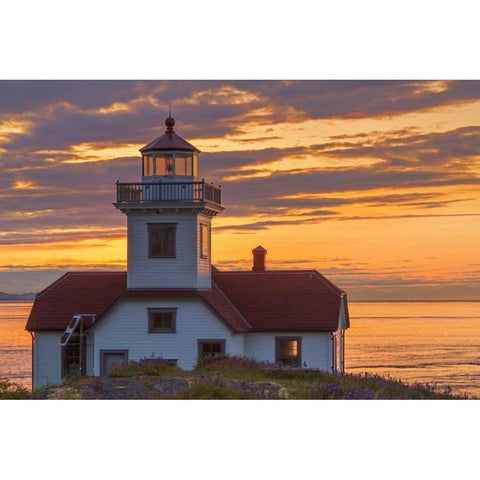 Washington, San Juan Islands Patos Lighthouse Black Modern Wood Framed Art Print with Double Matting by Paulson, Don