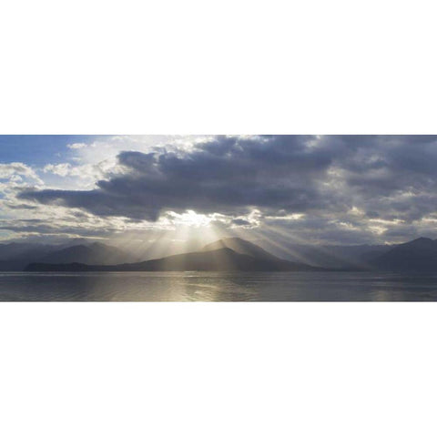 WA, Seabeck God rays over Hood Canal Black Modern Wood Framed Art Print with Double Matting by Paulson, Don