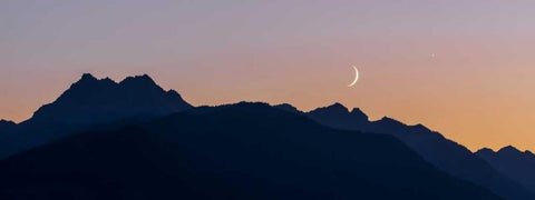WA, Seabeck Moon and Venus over the Olympics White Modern Wood Framed Art Print with Double Matting by Paulson, Don