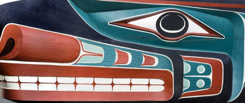 Washington, Jamestown Composite of totem art Black Ornate Wood Framed Art Print with Double Matting by Paulson, Don