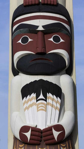 USA, Washington State, Jamestown Totem art PR White Modern Wood Framed Art Print with Double Matting by Paulson, Don