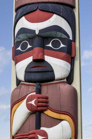 USA, Washington State, Jamestown Totem art PR White Modern Wood Framed Art Print with Double Matting by Paulson, Don