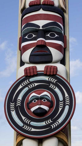 USA, Washington State, Jamestown Totem art PR Black Ornate Wood Framed Art Print with Double Matting by Paulson, Don