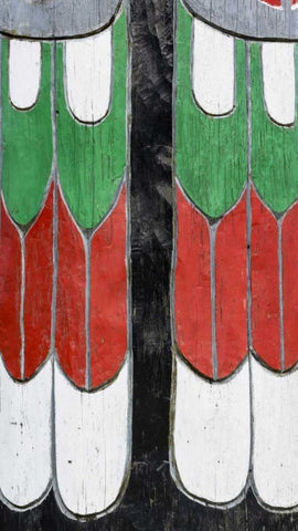Washington State, Neah Bay Detail of a totem White Modern Wood Framed Art Print with Double Matting by Paulson, Don