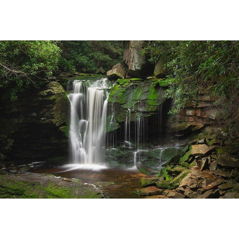 First or Upper Ekalaka Falls-Blackwater Falls State Park-West Virginia White Modern Wood Framed Art Print by Majchrowicz, Alan