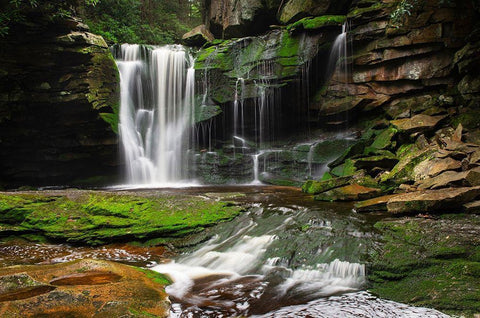 First or Upper Ekalaka Falls-Blackwater Falls State Park-West Virginia White Modern Wood Framed Art Print with Double Matting by Majchrowicz, Alan
