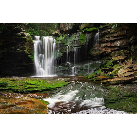 First or Upper Ekalaka Falls-Blackwater Falls State Park-West Virginia White Modern Wood Framed Art Print by Majchrowicz, Alan