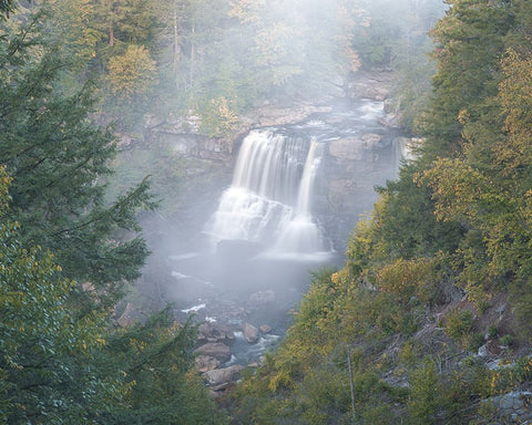 USA-West Virginia-Davis Overview of waterfall in Blackwater State Park White Modern Wood Framed Art Print with Double Matting by Jaynes Gallery