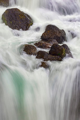 Firehole falls-Firehole River-Yellowstone National Park-Wyoming White Modern Wood Framed Art Print with Double Matting by Jones, Adam