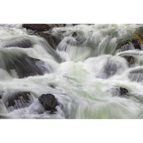 Flowing water in Firehole River-Yellowstone National Park-Wyoming Gold Ornate Wood Framed Art Print with Double Matting by Jones, Adam