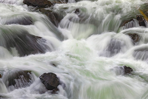 Flowing water in Firehole River-Yellowstone National Park-Wyoming White Modern Wood Framed Art Print with Double Matting by Jones, Adam