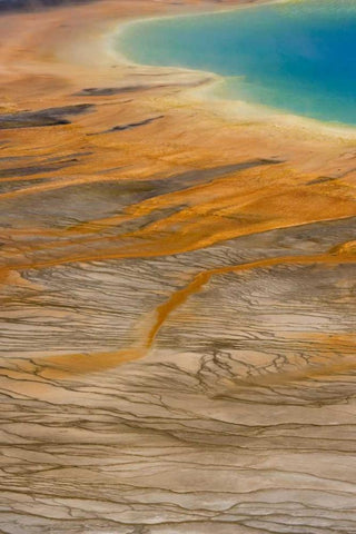WY, Yellowstone Grand Prismatic Spring White Modern Wood Framed Art Print with Double Matting by Paulson, Don