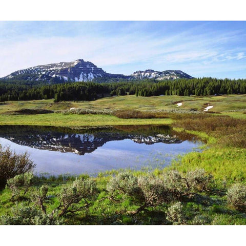 Wyoming, A tarn in the Rocky Mountains of Wyoming White Modern Wood Framed Art Print by Talbot Frank, Christopher