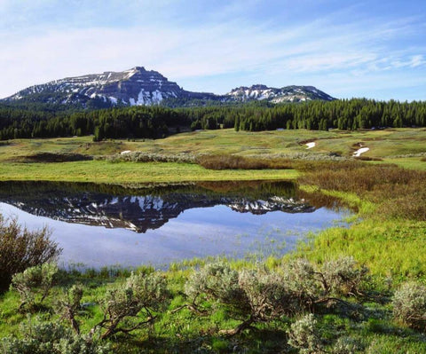 Wyoming, A tarn in the Rocky Mountains of Wyoming White Modern Wood Framed Art Print with Double Matting by Talbot Frank, Christopher